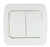 Миниатюра: Выключатель с/у 2 клавиши без подсветки Прогресс Slim белый @
