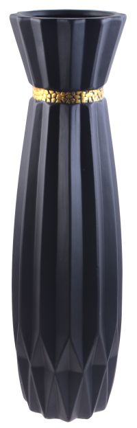Миниатюра: Ваза напольная 60см керамика, черная золотая кайма