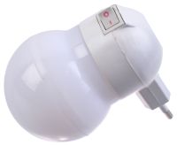 Миниатюра: Светильник-ночник в розетку, пласт., 1Вт, с кнопкой включения, питание 220В Qiaolian Шар угловой