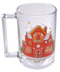Миниатюра: Кружка 320мл ФИТНЕС ДОМИКИ стекло