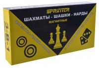 Миниатюра: Игра настольная Шахматы Шашки Нарды 3в1 картонный короб