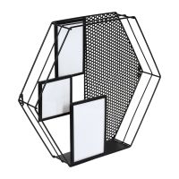 Миниатюра: Полка Шестигранник с рамками для фотографий, 46*8*40см,Шестигранник черная (4)