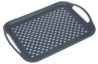 Миниатюра: Поднос пласт. 45,5*32*4,5см, с антискользящим покрытием, 2 ручки Мокко