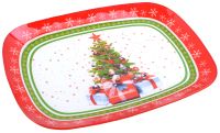 Миниатюра: Тарелка 35*25см прямоугольная стекло Новогодняя