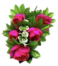 Миниатюра: Цветы искусственные Букет Роза 5шт 49см розовая с красным краем 24-R5-1@