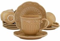 Миниатюра: Набор чайный 12пр 250мл Бавария карамель в под. упаковке керамика