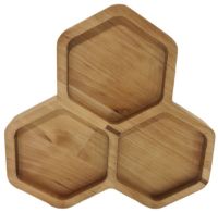 Миниатюра: Менажница бамбук 184*182*18мм,Соты 3 ячейки, покрыта маслом