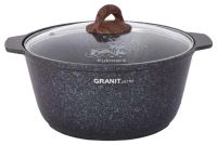 Миниатюра: Кастрюля-жаровня ал. 5л (26см), ст. крышка а/п KUKMARA Granit Ultra Blue черно-синяя (3)