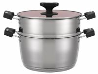 Миниатюра: Мантоварка нерж. 10,5л (общий) (d28см), 2 секции (1 сетка)+1 допсетка ст.крышка,пласт.ручки SAKURA