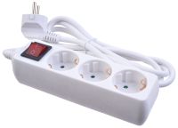 Миниатюра: Удлинитель 3 гнезда 1,8м, с заземлением, выключатель, белый