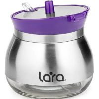 Миниатюра: Сахарница стекло +нерж 300мл с дозатором + ложечка