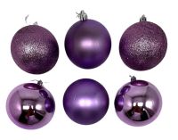 Миниатюра: Елочное украшение Шар 6см 6шт Сиреневый 9185-1@