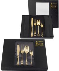 Миниатюра: Набор столовых приборов 24пр.нерж, золото, в под.упаковке