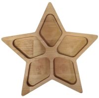 Миниатюра: Менажница бамбук 226*216*18мм, Звезда 5 секций, покрыта маслом