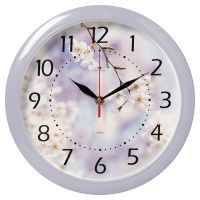 Миниатюра: Часы настенные 29см, круг, корпус сиреневый  Цветы