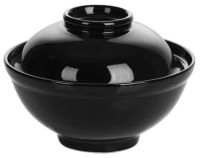 Миниатюра: Мисосупница 420мл керамика с крышкой D=15, Н=11,5 мм,черный