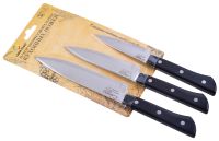 Миниатюра: Набор ножей нерж. 3шт (овощной, универсальный, поварской), клепаные пласт. ручки Сакура