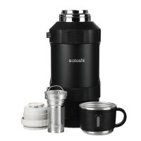 Миниатюра: Термос нерж. 3л, крышка-чашка, пробка с кнопкой, нерж. сито, ремешок, складная ручка SATOSHI Акка