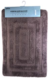 Миниатюра: Коврик для ванной комнаты микрофибра 60*90см, длинный ворс, резиновая основа, 3 цвета