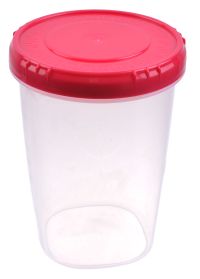 Миниатюра: Емкость (банка) пласт. 0,6л (95*95*126мм), закручивающаяся крышка фуксия (45)