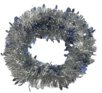 Миниатюра: Мишура 2м Серебро с синей Елочкой@