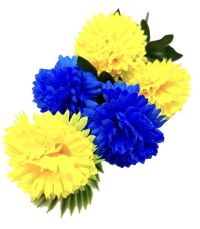 Миниатюра: Цветы искусственные Букет Гвоздика 5шт 51см 2цвета желтый+синий 24-GV5-1@