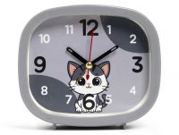 Миниатюра: Будильник 12,5*10,5см, кварц, корпус серый Котенок, Рубин