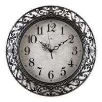 Миниатюра: Часы настенные 39,5см, круг,с узором, корпус черный с серебром Классика