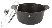 Миниатюра: Кастрюля ал. 4л (26см), ст. крышка а/п индукция KUKMARA Marble Induction темный мрамор (3)
