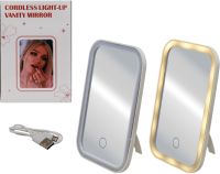 Миниатюра: Зеркало настольное 12*18см прямоугольное со светодиодной подсветкой, USB