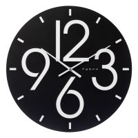 Миниатюра: Часы настенные мет. 40см открытая стрелка, черный+белый Цифры  Рубин