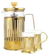 Миниатюра: Френч-пресс 1000мл +2 стакана 200мл в под. упаковке стекло