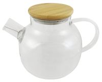 Миниатюра: Чайник заварочный стекло 1000л с бамбуковой крышкой