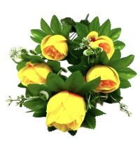 Миниатюра: Цветы искусственные Букет Роза 5шт 49см желтая с оранж.серединой 24-R5-1@