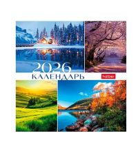Миниатюра: Календарь-домик настол. 2026г. ХАТ Квадрат Времена года спираль,10,1*10,1см,мел.бум.115г/м2