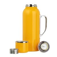 Миниатюра: Термос нерж. 0,8л, крышка-чашка, пробка с термометром, нерж.сито, нерж.ручка SATOSHI Круиз желтый