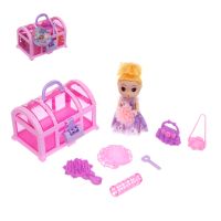 Миниатюра: Кукла 10см с акс. в сундучке, 8 пр., PP, ABS 11,5х10х7,8см