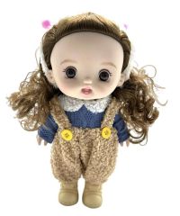 Миниатюра: Кукла в вязанном теплом комбинезоне с ободком 28см / пакет 525-1