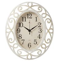 Миниатюра: Часы настенные 31*26см, овал, корпус белый с золотом КлассикаРубин