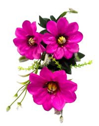 Миниатюра: Цветы искусственные Букет Георгин 3гол.+2веточки 52см  Розовый Georg-1@