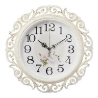 Миниатюра: Часы настенные 40,5см, круг,ажурные, корпус белый с золотом Нежные пионы Рубин
