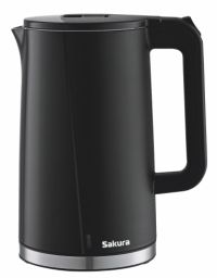 Миниатюра: Чайник эл. 1,7л 2200Вт двухслойный корпус нерж+пластик SAKURAчерный