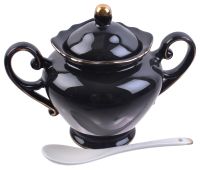 Миниатюра: Сахарница 320мл NOIR с ложкой в под. упаковке фарфор