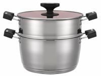 Миниатюра: Мантоварка нерж. 8,5л (общий) (d26см), 2 секции (1 сетка)+1 допсетка ст.крышка, пласт.ручки SAKURA