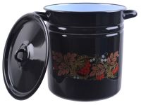 Миниатюра: Кастрюля эм. 12л, эм .крышка с петлей, цилиндр, деколь Рябина черный рябчик (2)