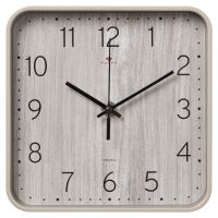 Миниатюра: Часы настенные 19*19см, квадрат, корпус бежево-серый, Текстура дерева, Рубин