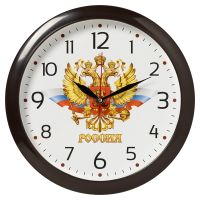 Миниатюра: Часы настенные 29см, круг, корпус темно-коричневый  Россия