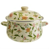 Миниатюра: Кастрюля эм. 5л (d24см), эм. крышка с пласт. кнопкой, индукция Metalloni Прованс (6)@