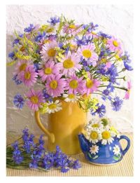 Миниатюра: Алмазная мозаика без подрамника 20*25см Полевой букет полная выкладка / пакет М-11497