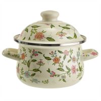 Миниатюра: Кастрюля эм. 1,5л (d16см), эм. крышка с пласт. кнопкой, индукция Metalloni Прованс (6)@